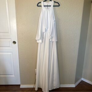 Koh Koh Halter Maxi Dress Layer Ruffle Flounce Bridesmaid Cocktail Gown Size XL